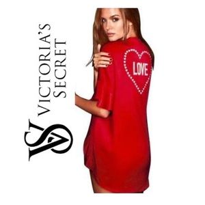 Victoria’s Secret Red “Love” Satin Kimono Robe
